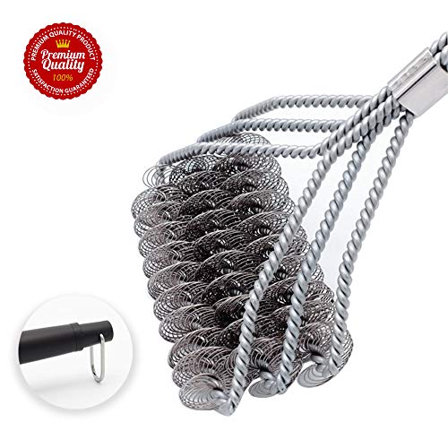 Hoimpro Grill Brush, Rust Resistant BBQ Grill Cleaner, Bristle Free Barbecue Cleaning Scraper, 18 Inch Safe Grill Cleaner For Porcelain, Propane, Stainless Steel, Gas, Iron And Weber Grill Grates