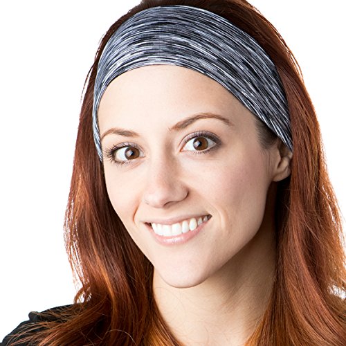 Hipsy Xflex Space Dye Adjustable & Stretchy Wide Headbands for Women (Space Dye Grey)