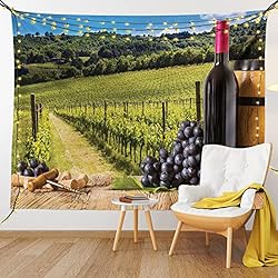 Ambesonne Winery Tapestry, Red Wine Bottles with
