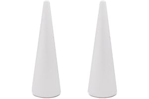Crafare 2 Pack Foam Cones 3.66x11.8Inch Polystyrene Tree Cone for Christmas Project Wedding Table Centerpiece Arts Crafts Supplies and Floral Arrangement