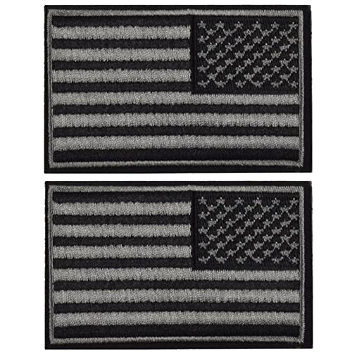 2 Pieces Tactical USA Flag Patch - Black & Gray American Flag US United States of America Military Uniform Emblem Patches-Style 1