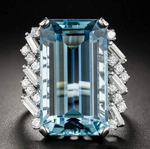 1PCS 925 Rings For Women Topaz Promise Princess Cut Gemstone Ring