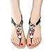 Start Women Summer Bohemia Colorful Bead Butterfly Sandals Shoes (US=5.5, Black)