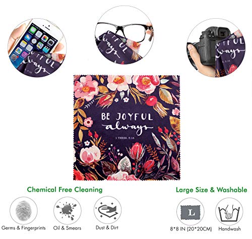 Bible Verses Be Joyful Always Ergonomic Design Mouse Pad with Wrist Support. Gel Hand Rest. Matching Microfiber Cleaning Cloth for Glasses & Electronics. Christian Mouse Pad for Laptop & Computer