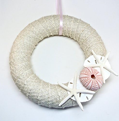 9" Starfish & Pink Urchin Wreath for Nautical Decorating, Beach Wedding Decor, Beach House