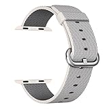 MXY Fine Woven Nylon Strap Replacement Wrist Classic Bracelet Watch Band For Apple iWatch Series 1 Series 2 (42MM-Pearl)
