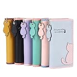 Damara Cute Dot Cat Printing Long Purse Soft Leather Bifold Zippered Wallet