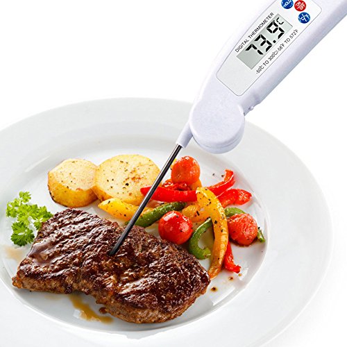 CactusAngui Instant Read Digital Cooking Thermometer Long Sensitive Fold Probe Large Digits Black