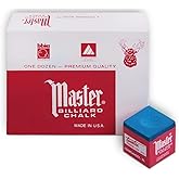 Master Billiard Chalk Pool Cue Chalk Premium Quality - 1 Dozen - Made in The USA - Sky Blue