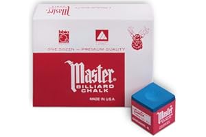 Master Billiard Chalk Master Billiard Pool Cue Chalk Premium Quality - 1 Dozen - Made in The USA - Sky Blue, 12 cubes