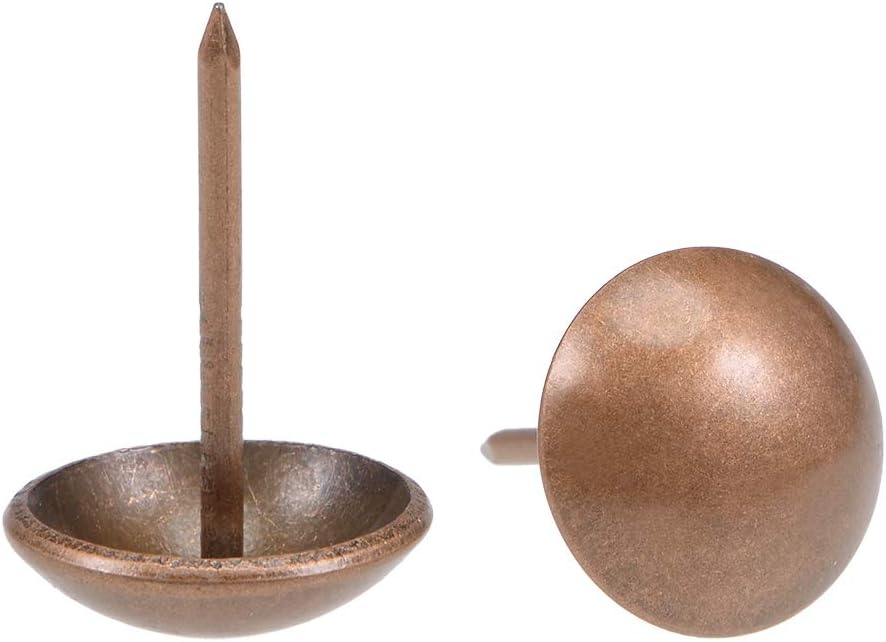 sourcing map Upholstery Nails Tacks 14mm Head Dia Retro Round Thumb Push Pin Copper Tone for Furniture Sofa Headboards,100 Pcs