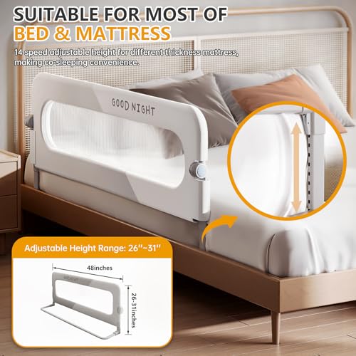 strenkitech Toddler Bed Rails for Crib | Foldable Bed Rail for Toddlers | Portable Baby Bed Rails Guard Bumper for Baby Kids | Safe Bed Side Rail for Twin, Queen, King, Full Size Beds (48inches)