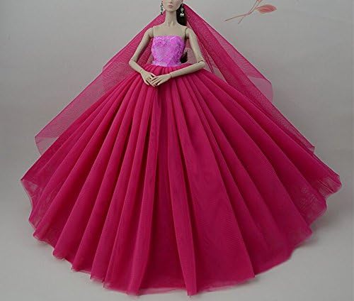 Beautiful Fashion Clothes Dress for Doll, Princess Doll Wedding Gown Lace Floral Dress, Dresses for Barbie/Doll Long Dress, Stillshine BU-05 (black 1)