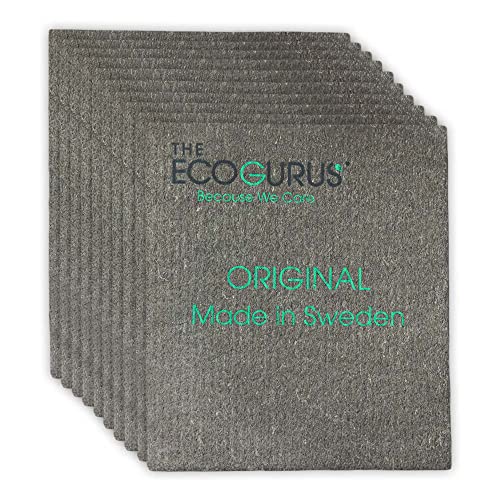 The EcoGurus Premium Swedish Dishcloths for Kitchen (10 x Gray) MultiSurface, Cellulose