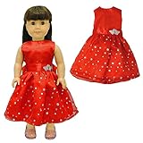 Doll Clothes - Beautiful Red Dress with Dots Outfit Fits American Girl Doll, My Life Doll and 18 inch dolls