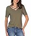 Carterstory Women Summer Tops Cross Front Deep V-Neck Short Sleeve Tees Top