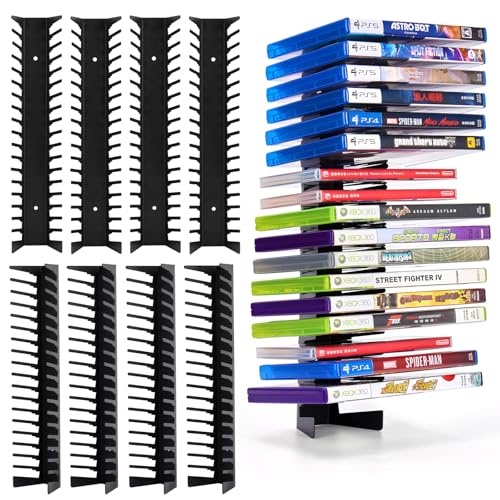 EZFXHD WTER 4 Pack Video Game Case Storage Wall Mount - Holds Up to 72 Disc Boxes,Metal Wall Mounted Game Case Holder for PS,DVD,Xbox Game Organizer