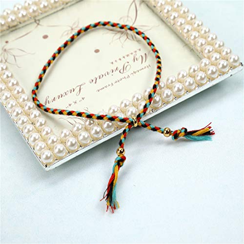 QCQHDU Braid String Friendship Anklets Bracelets Set for Women Girls Handmade Wish Adjustable Lucky Waterproof Jewelry