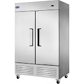 CHUMART 54" W Commercial Refrigerator with 2 door Stainless Steel 49 Cu. Ft Reach-in Refrigerator 6 Adjustable shelves Fan Cooling Fridge for Restaurant, Commercial Kitchen, Shop, ETL Certification