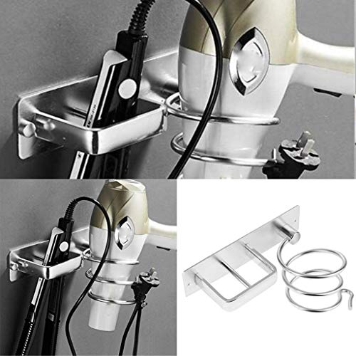 Ranoff Sliver Metal Wall Hair Dryer Holder Cupboard Straighteners Storage Stand Rack Christmas Family Decorations (Silver)