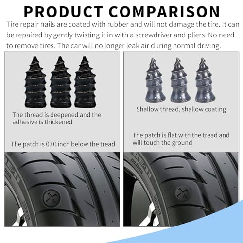 Nail Pull Through Tire Patch 10pc Tyre Repair Kit Silicone Rubber