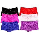 Rose 6 Pack of Women's Regular & Plus Size Lace Boyshort Panties-3XL