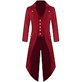rrhss Boys Gothic Tailcoat Jacket Halloween Costume Jackets Vintage Black Steampunk VTG Victorian Long Coat