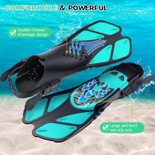 Greatever Snorkel Fins Adjustable Buckles Open Heel Swim Flippers