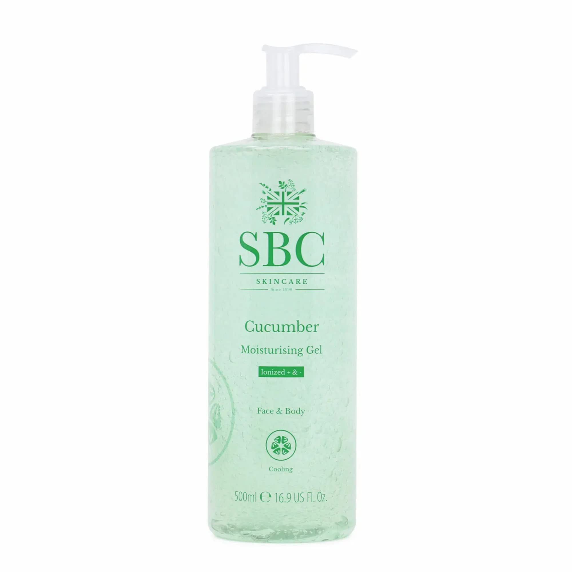 SBC Skincare Cucumber Moisturising Gel - 500ml | Lightweight Face And Body Moisturiser | Cooling, Water-Based Moisturiser For Oily Skin | Vegan Friendly