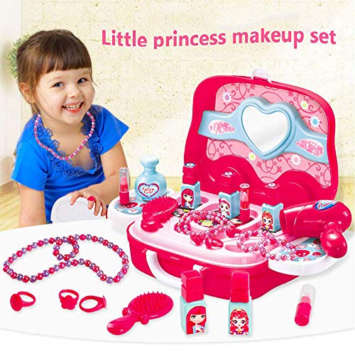 Little Girls Pretend Makeup Kit Cosmetic Pretend Play Set Kids Beauty Salon Makeup Set Toy for Children Best Gift Set with Mirror