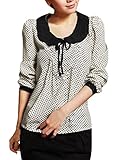 Allegra K Women's Long Sleeves Allover Dots Print Peter Pan Collar Top
