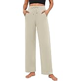 Feiersi Womens Wide Leg Yoga Pants High Waist Stretch Dress Pants Lounge Comfy Loose Trousers with Pockets