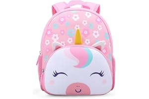 KK CRAFTS Preschool Backpack Toddler Neoprene Animal Schoolbag Lunch backpack for Kids Boys Girls(Floral Unicorn)