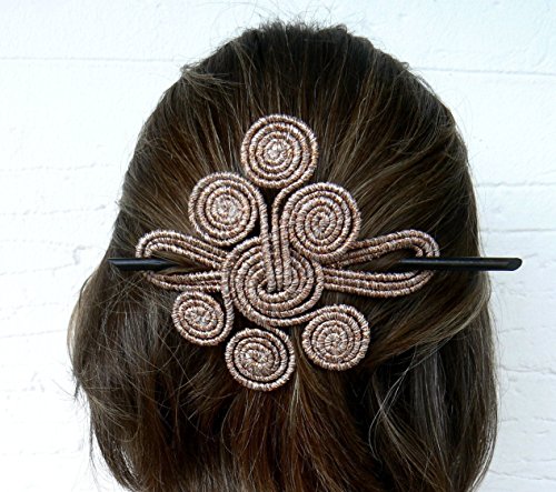 Wire fascinator Swirl Curly Hair accessory Stick barrette Copper Hair slide Scarfpin brooch Headdress Sparkly clamp Large hair clip