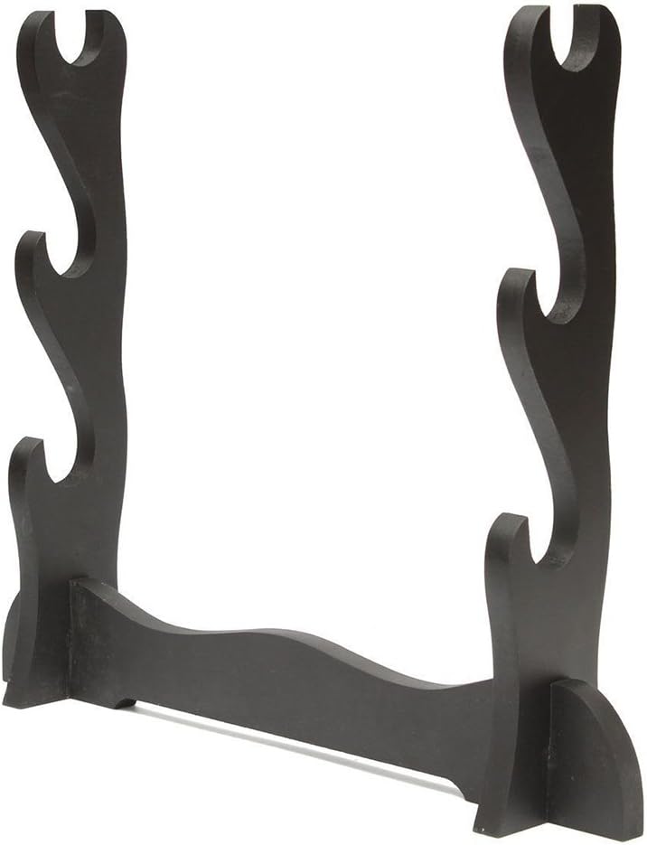 Moumou Wooden Sword Stand Katana Wakizashi Tanto Holder Dispaly Samurai Sword Rack Bracket 3 Layer Black - Image 3