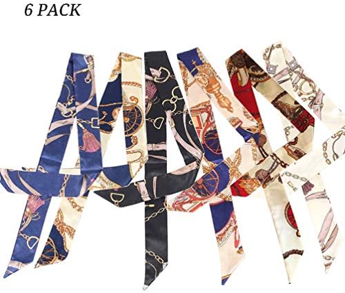 6PCS Fashion Scarf For Bags Handle Ribbon Scarves for Package Band Hair Head