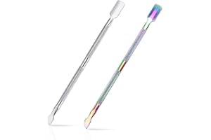 FULINJOY 2PCS Cuticle Pusher and Cutter, Stainless Steel Dual Head Cutter and Trimmer Manicure and Pedicure Tool for Fingernails and Toenails