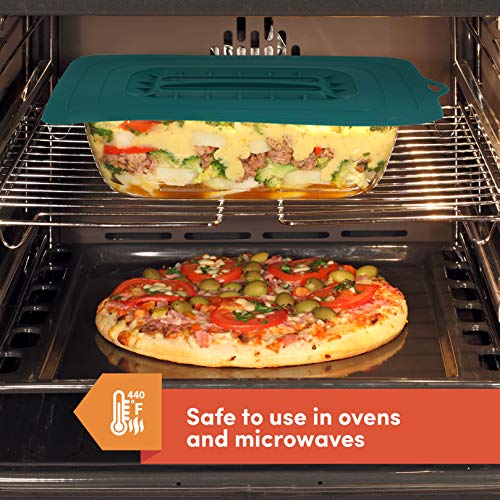 Elite Gourmet Rectangular Silicone Suction Lids, Set of 3, Multi