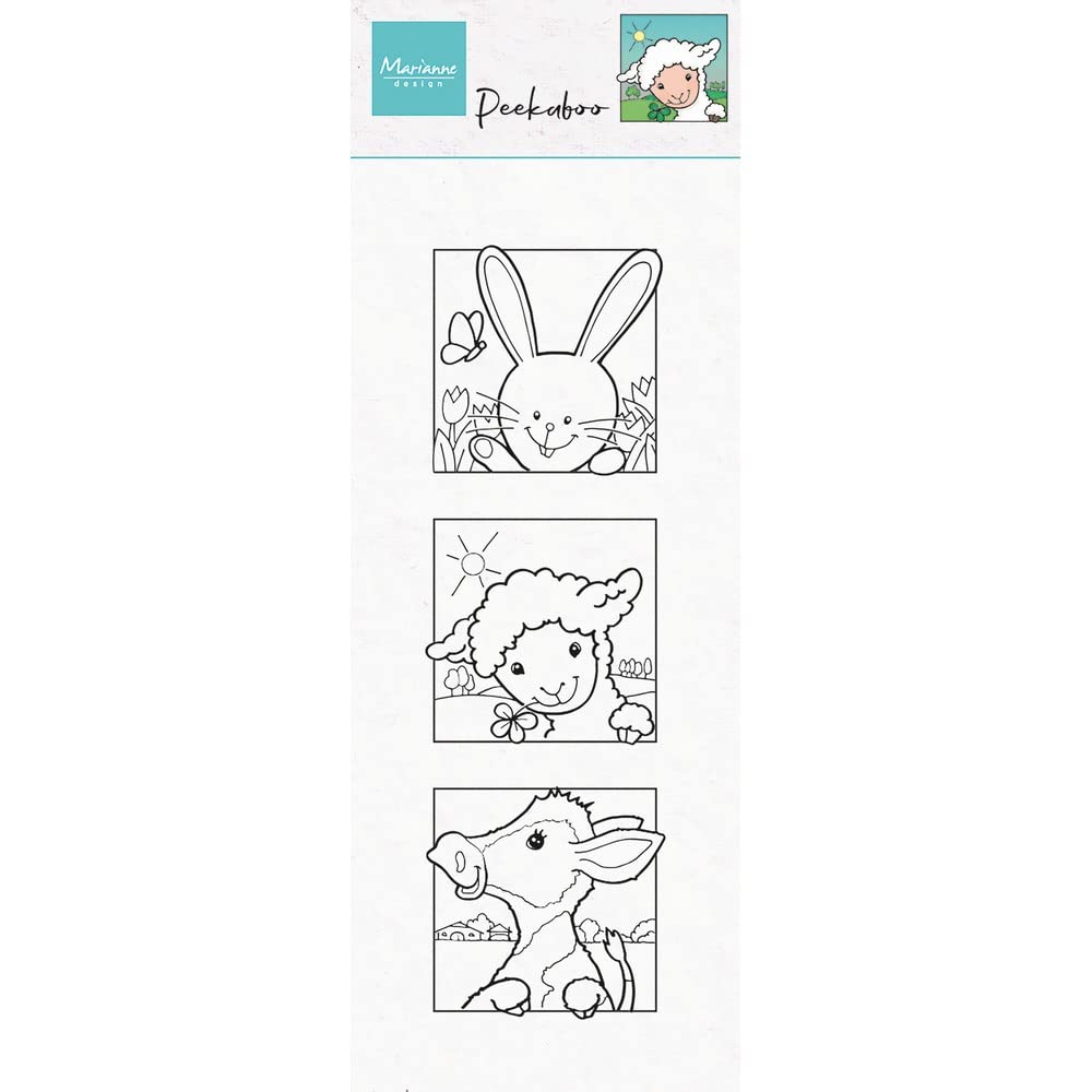 Marianne Design Clear, Hetty's Peek-a-Boo Spring Animals, for Craft Projects with Stamps, Silicone, Transparent/Green, One Size