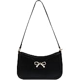 Fashion Bow Shoulder Bag for Women, Cute Hobo Tote Handbag Zipper Clutch Purse for Work Travel Casual