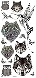 GGSELL Waterproof and non toxic Wolf heads,owl heads,tiger heads,birds and butterflies temporary tattoos