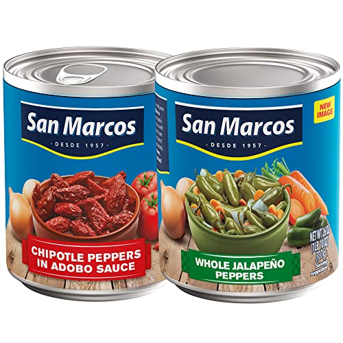 San Marcos Chipotle Peppers In Adobo Sauce, 28 oz and San Marcos Whole Jalapeno Peppers, 26 oz