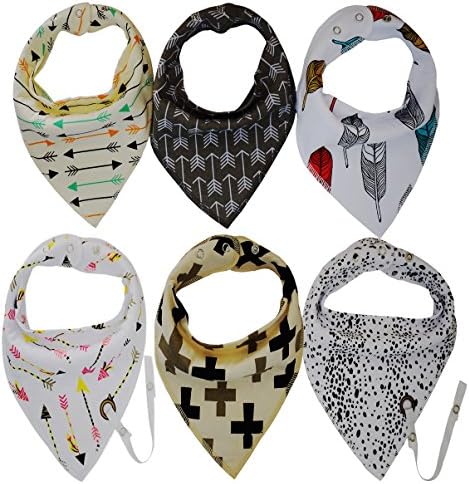 Baby Bandana Drool Bibs 100% Organic Cotton for Boys Girls Unisex 6 Piece per Pack