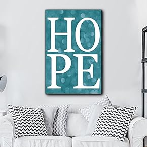 Bold Inspirational Quote Hope on Blue Bokeh Background...