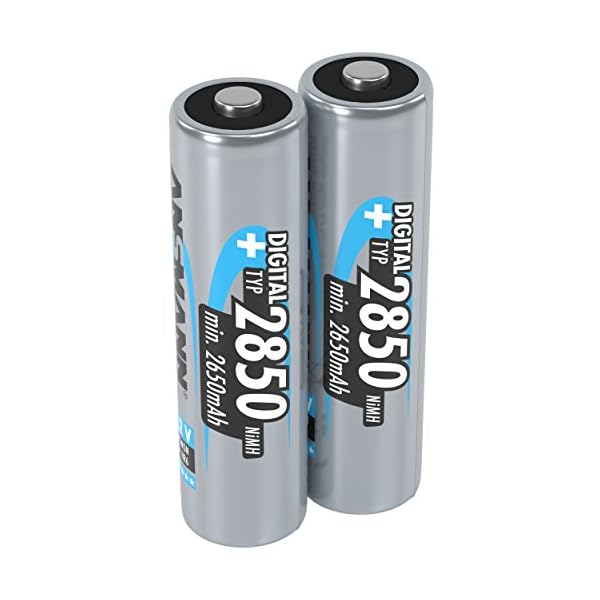 ANSMANN Akku AA Typ 2850mAh NiMH 1,2V - Mignon AA Batterien wiederaufladbar, mit hoher Kapazität ideal für hohen Strombedarf wie Kamera, Foto-Blitz, Taschenlampe, Controller (2 Stück)
