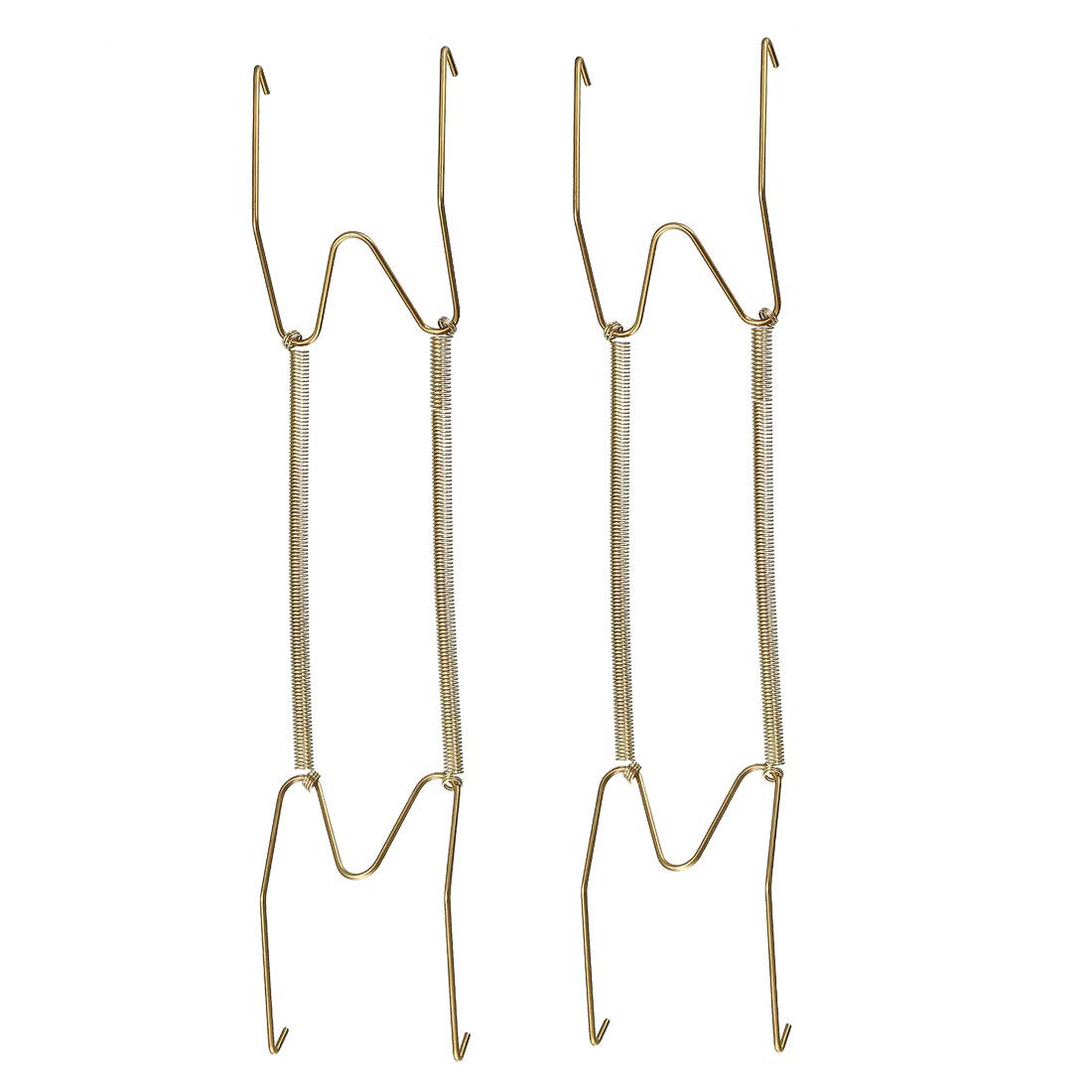 sourcing map Plate Hanger, 14-inch W Type Zinc Plated Invisible Wall Decorative Hooks, 2 Pcs