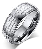 Genuine Tungsten Carbide Chinese Heart Sutra Engraved Domed Wedding Rings Band,Size 10