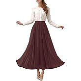Afibi Womens Chiffon Retro Long Maxi Skirt Beach Ankle Length Skirt