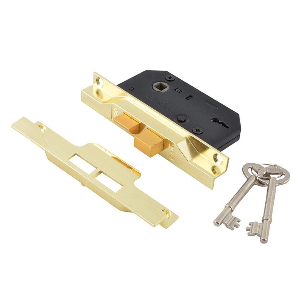 Union Locks 2242 2-Lever Mortice Rebated Sash Lock Electro 65.5mm - Brass (Visi Pack)
