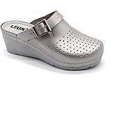 LEON 1000 Leather Slip-on Womens Ladies Mule Clogs Slippers Shoes, Pearl, EU 38 (7.5M US Women)